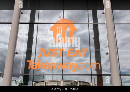 Amsterdam Niederlande 23. August 2025 nur Takeaway.com Büros essen. Die Lieferando AS ist nun Gegenstand eines Übernahmeangebots von Prosus. kantoor, hauptsitz, Unternehmen, Stockfoto