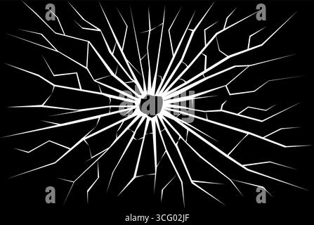 Zerbrochenes Glas auf schwarzem Hintergrund für realistisches Schadensdesign, Horror-Designs oder UI-Overlays. Ideal für Spiele und visuelle Effekte Stock Vektor