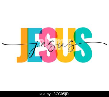 Jesus-Wort für christliches T-Shirt-Design. Vektorillustration, Typografie Zitat für Jugendlager oder Kirchenkirche Stock Vektor
