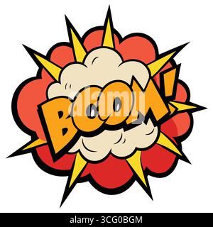 Vektor-Comic-Explosion mit „BOOM!“ Text Stock Vektor