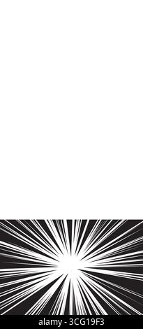 Comic-Manga-Speed-Linien mit Burst-Effekt und dramatischer Bewegung. Dynamischer Zoom-Hintergrund für Actionszenen, Superheldenfelder und emotionale Momente. Schwarz Stock Vektor