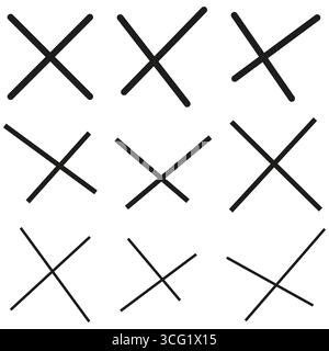 Handgezeichnete Kreuze. Symbol für raue Textur. Einfache Vektordarstellung. Kreatives Grafikelement. Stock Vektor