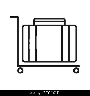 Abbildung des Gepäckwagens. Symbol für Reisetasche. Koffer Trolley Vector. Symbol für Flughafengepäck. Stock Vektor