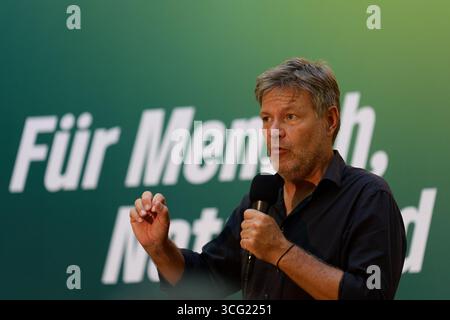 Weimar, Deutschland – 29.08.2024: Robert Habeck, deutscher Vizekanzler und Bundesminister für Wirtschaft und Klimaschutz 12/2021–05/2025 Stockfoto