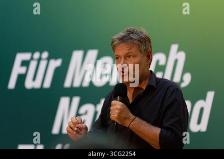 Weimar, Deutschland – 29.08.2024: Robert Habeck, deutscher Vizekanzler und Bundesminister für Wirtschaft und Klimaschutz 12/2021–05/2025 Stockfoto