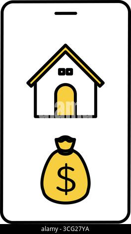 FinTech-Symbol für Smartphone, das Haushaltsbudget verwaltet, digitale Finanzen und persönliche Geldverwaltung Vektorillustration Stock Vektor