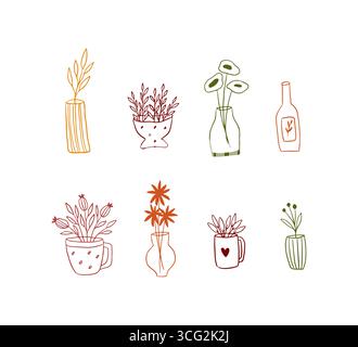 Hand gezeichnet Herbst Blumen Vektor Illustration Stock Vektor