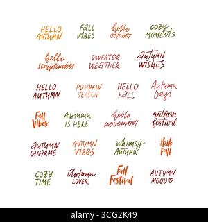Handgezeichnete Herbstsaison-Typografie-Zitate Stock Vektor
