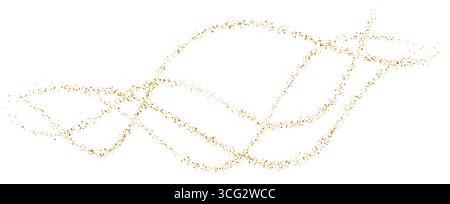 Goldene Stipple-Strömungswelle. Dynamische goldene Wellen mit kleinen Partikeln. Abstraktes, goldgekrümmtes, gestricheltes Verlaufsnetz Hintergrund der gepunkteten Flüssigkeitslinie des Vektors Stock Vektor