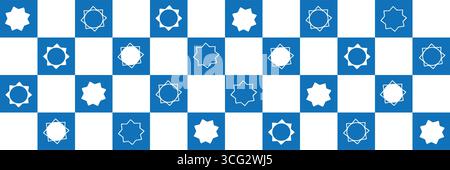 Nahtloses geometrisches Muster mit blauen und weißen Sternen für festliche, Kinder- und dekorative Designprojekte Stock Vektor