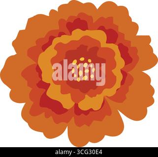 Ein orangefarbenes Ringelblume. Blumendekoration für indische Blumengirlande toran. Zendu Blume isoliert auf Hintergrund. Diwali, Halloween Dia de los Stock Vektor
