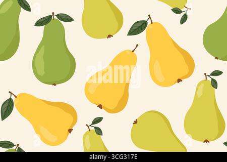 Nahtloses Muster der Birnenfrüchte, Herbst-Hintergrund-Vektor-Illustration Stock Vektor