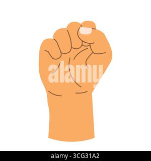 Die erhobene Hand wird fest in die Faust geballt; Konzept von Macht, Widerstand und Solidarität - Vektor-Illustration Stock Vektor