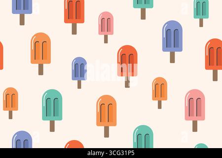 Sommer farbenfrohes nahtloses Eis Muster, ideal für Verpackung, Textil, Tapete, Grußkarte - Vektor Illustration Stock Vektor