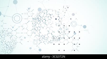 Abstrakter Hintergrund der Biotechnologie-Innovation. Hexagons-Thema. Vektor Stock Vektor