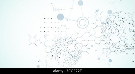 Abstrakter Hintergrund der Biotechnologie-Innovation. Hexagons-Thema. Vektor Stock Vektor