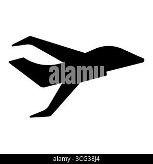 Vektorillustration eines Privatjets im Flug. Das Design ist eine klare Umrisse, die das Flugzeug mit seinem schlanken Körper, den Flügeln und aus einer Seitenansicht darstellt Stock Vektor