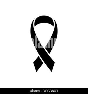 Schwarz-weiße Vektor-Illustration eines einfachen Bandes, das in eine Schlaufe gebunden ist, dargestellt als solide schwarze Silhouette Stock Vektor