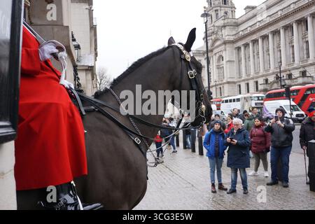 King's Royal Guard zu Pferd im Zentrum von London England 9 März 2023 Touristenziel in der britischen Hauptstadt Stockfoto