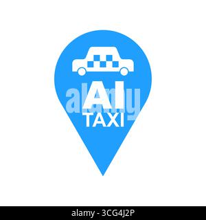 AI Taxi in modernem Design. Illustration für autonomen Verkehr, künstliche Intelligenz, urbane Mobilität und innovatives Branding für die Zukunft Stock Vektor