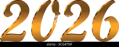2026 3D Golden Text Vektordesign. Stock Vektor