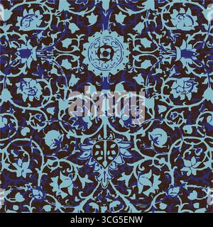 Nahtloses Blumenmuster mit abstrakten Blumenzweigen mit Blättern, Blüten und Beeren. Vektor-Natur-Illustration im Vintage-Aquarellstil Stock Vektor