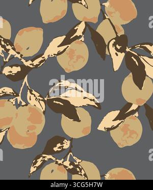 Kirschmuster mit roten Kirschen in weißen ovalen Rahmen auf pastellfarbenem kariertem Hintergrund. Für niedliche Schreibwaren, Textilien, Kinderdekor oder Projekte im Kawaii-Stil Stock Vektor
