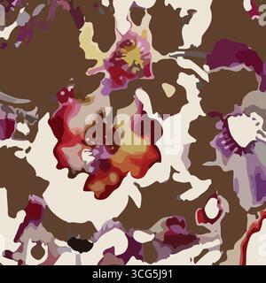 Nahtloses Blumenmuster mit abstrakten Blumenzweigen mit Blättern, Blüten und Beeren. Vektor-Natur-Illustration im Vintage-Aquarellstil Stock Vektor
