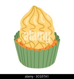 Cupcake mit Creme-Vektor-Illustration auf weißem Hintergrund, Cupcake-Symbol Clipart. Dessert Vektor Illustration Design. Stock Vektor