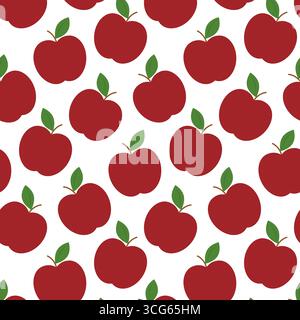 Roter Apfel mit nahtlosem Blatt-Muster. Thanksgiving Kwanzaa oder Herbstfeiertag minimalistischer Hintergrund isolierte Vektor-Illustration Feiertage Flugblätter, Themenkarten Hintergrund, Banner, Party Einladung, Tag Stock Vektor