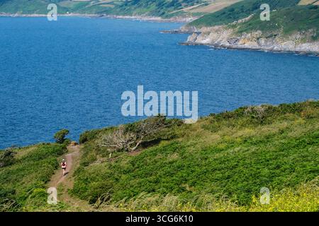 Cornwall, England, Großbritannien Blick vom Dodman Point, South Cornwall Coast Path. Stockfoto