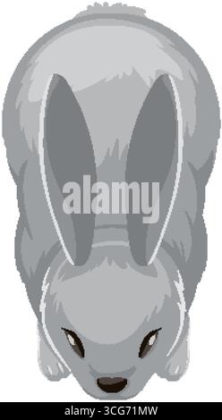 Illustration eines Kaninchens von oben, graues Fell Stock Vektor