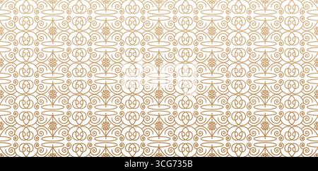 Ornate Swirls Linien Ornamental Texture Vintage Hintergrund goldene Farben isolierte weiße Hintergründe für Stoff, Textil, Abdeckung, Geschenkpapier Stock Vektor