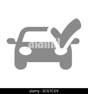 Symbol für Autoversicherung und Serviceversicherung. Autowerkstatt mit Häkchen. Stock Vektor