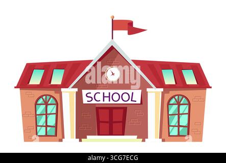 Niedliche Zeichentrickgrafik Schulgebäude Illustration in handgezeichnetem Doodle-Stil, perfekt für Back-to-School-Projekte, Kinderbücher, pädagogische Poster, Klas Stock Vektor