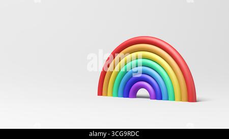 Regenbogen isoliert auf grauem Hintergrund. 3D-Abbildung. Stockfoto