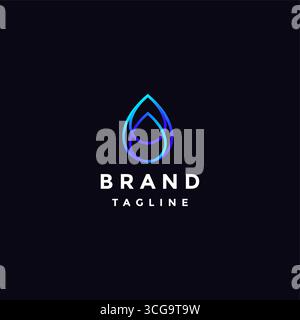 Einfaches Logo Mit Drei Wassertropfen. Das Dreizeilige Wassertropfensymbol Wird Zu Einem Logo. Stock Vektor