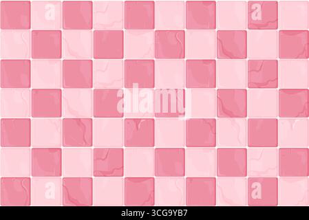 Schachbrettfliese Boden Stein Textur Schachbretthintergrund. Geometrische Einrichtung mit quadratischem Gitter. Bodenfliesen, Wand bg. . Vektorabbildung Stock Vektor