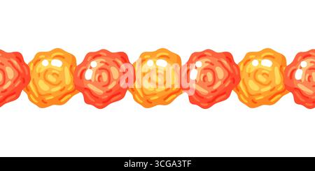 Nahtlose Girlande mit traditioneller Ringelblumendekoration in leuchtendem Orange und Gelb mit Aquarelltextur. Perfekt für festliche Hintergründe Stock Vektor