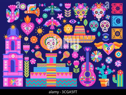 Mexikanische Folk Art Festival Sammlung Stock Vektor