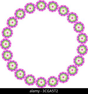 Dekorativer Kranz Mit Rosafarbenen Blumen Stock Vektor