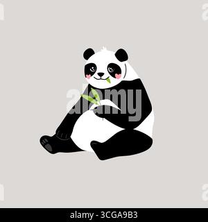Netter Pandabär mit Bambus-Vektor-Illustration Originalkunstwerk Stock Vektor