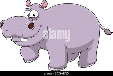Hippopotamus Animal Cartoon Figur. Handgezeichnete Vektor-Illustration Isoliert Auf Transparentem Hintergrund Stock Vektor