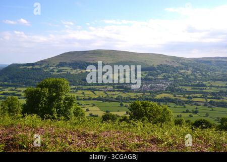Blick von einem Teil des Zuckerhuts, Abergavenny, Brecon Beacons National Park, South Wales, Großbritannien Stockfoto