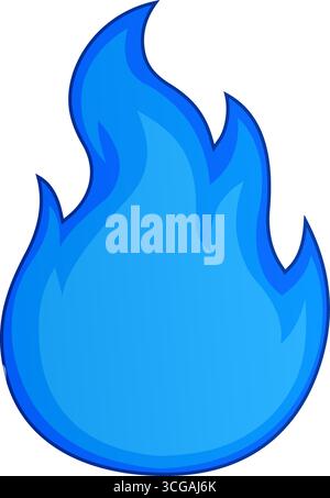Cartoon Blaue Gasfeuer Flamme. Handgezeichnete Vektor-Illustration Isoliert Auf Transparentem Hintergrund Stock Vektor