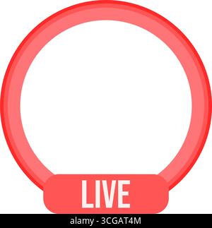 Leere Live Streaming Frame-Vorlage. Red Circular Broadcast Overlay für soziale Medien. Stock Vektor