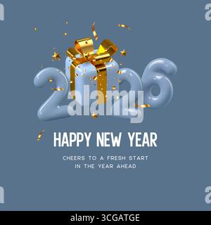 Vektor-Illustration für Neujahrsgrüße 2026 Stock Vektor