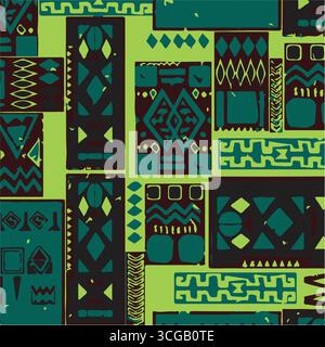 Nahtloses Ikat-Muster, geometrisches Design, Motiv ethnische Handarbeit, Ikat ethnische Stämme, Boho Farben nahtlose Tapete. Abstrakter Hintergrund des ethnischen Ikat Stock Vektor