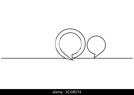 Sprache durchgängige Einzelzeilen-Kunst Bubble-Sprachvektor weißer Hintergrund und minimalistischer Stil isolieren Konturvektor-Symbol Stock Vektor
