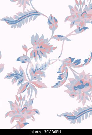 Stickrand mit Boho-Paisley-Muster und Ikat-Muster. Ethnisches Ikat florales ethnisches indisches Muster Ikat Muster ethnische Muster Grenze florale Aztekenstickerei Stock Vektor